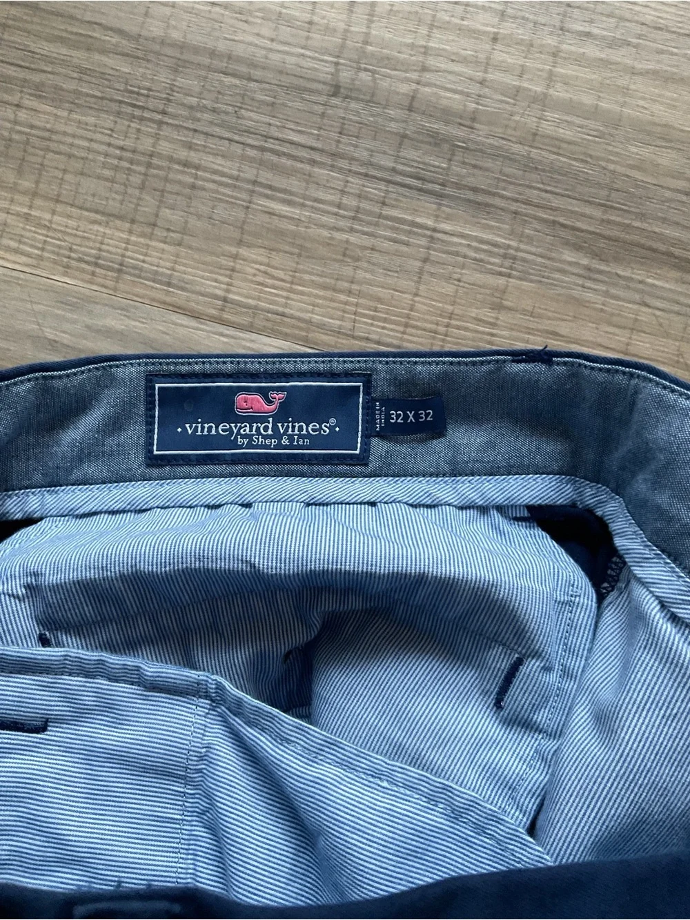 Vineyard Vines Navy Chino Pants with Green Palm Embroidery